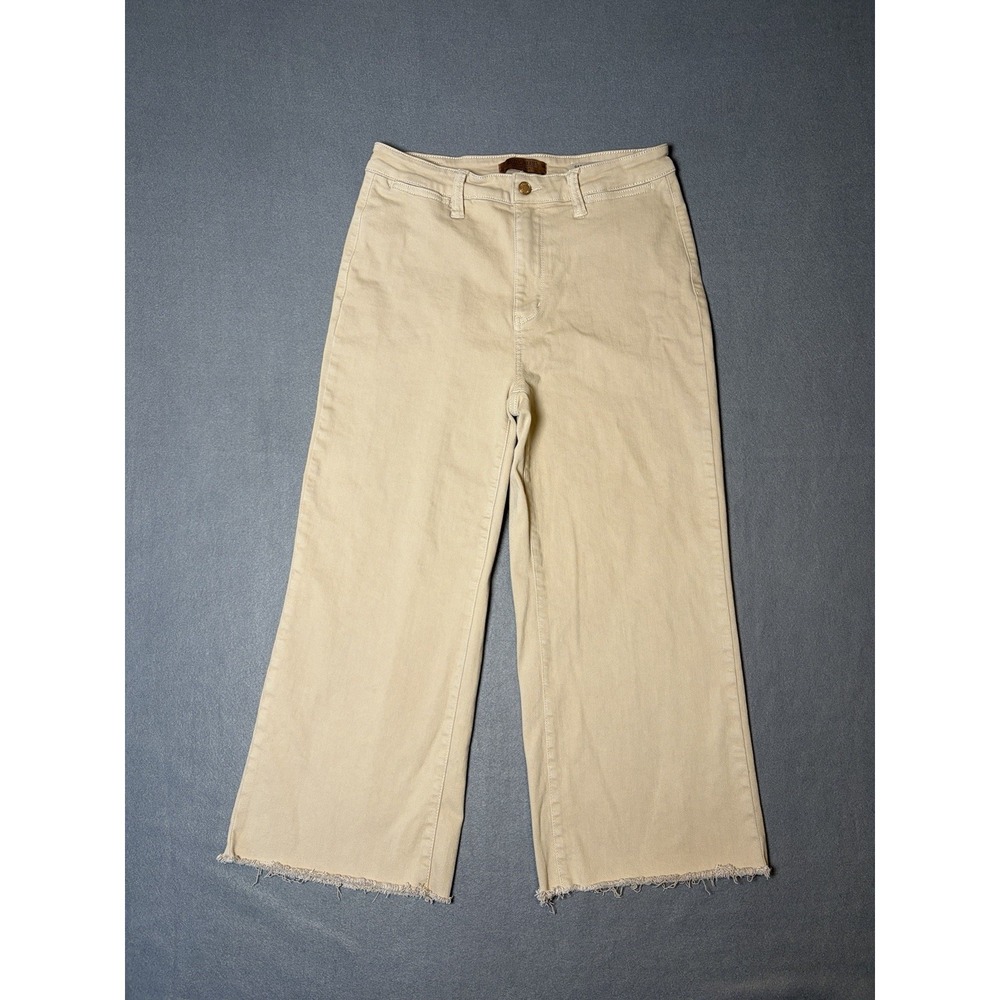 Judy Blue Hi Rise Wide Leg Tan Raw Hem Denim Jeans Women's Size 11 / 30 Waist